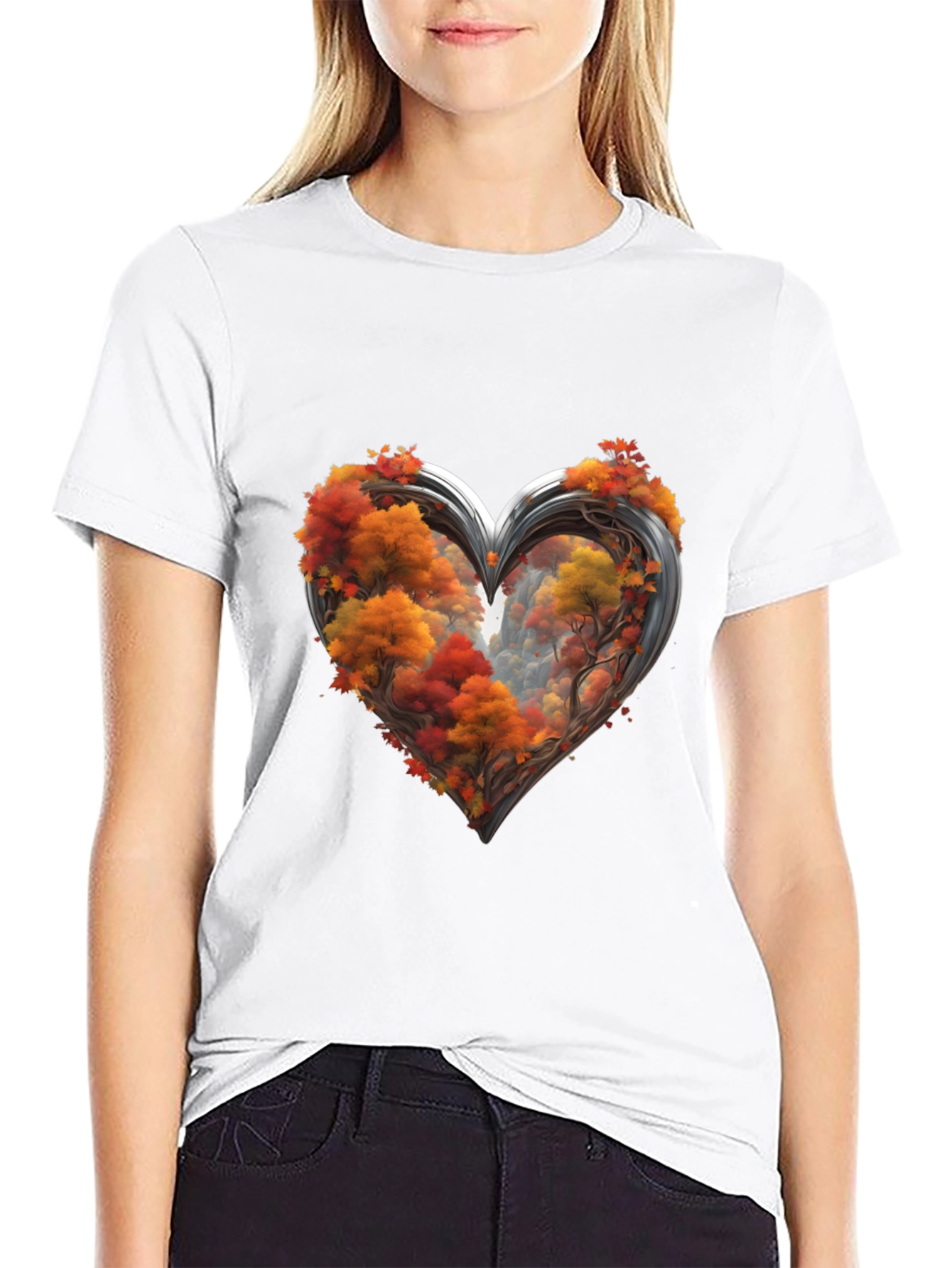 Autumn Heart Tee - Nature Lovers Graphic T-Shirt