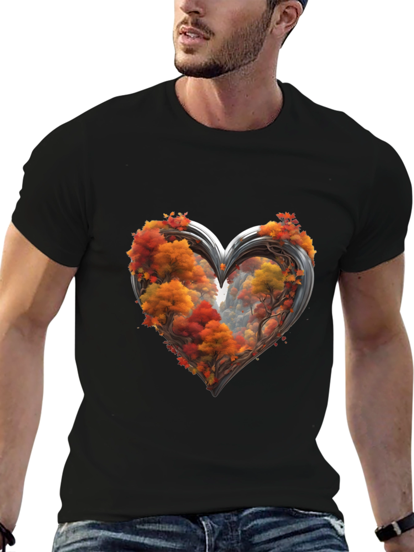Autumn Heart Tee - Nature Lovers Graphic T-Shirt