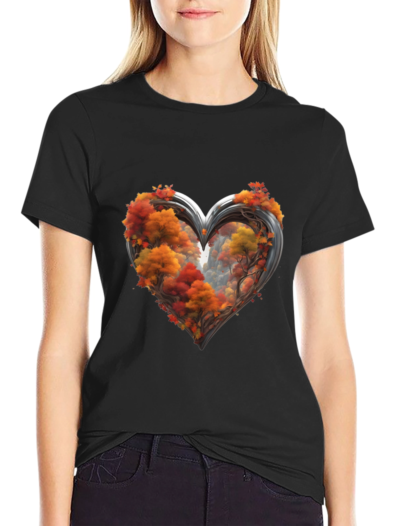 Autumn Heart Tee - Nature Lovers Graphic T-Shirt