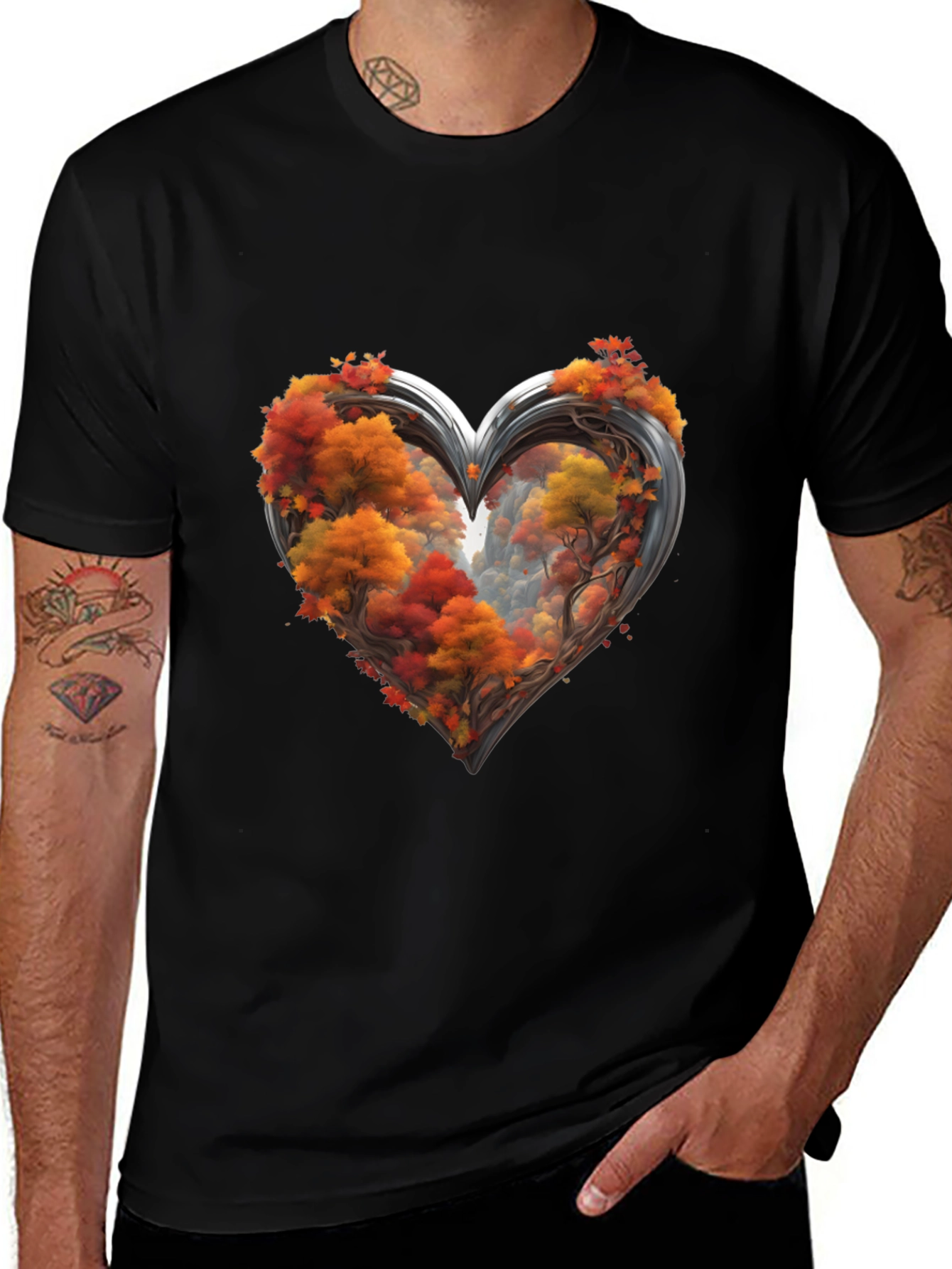 Autumn Heart Tee - Nature Lovers Graphic T-Shirt