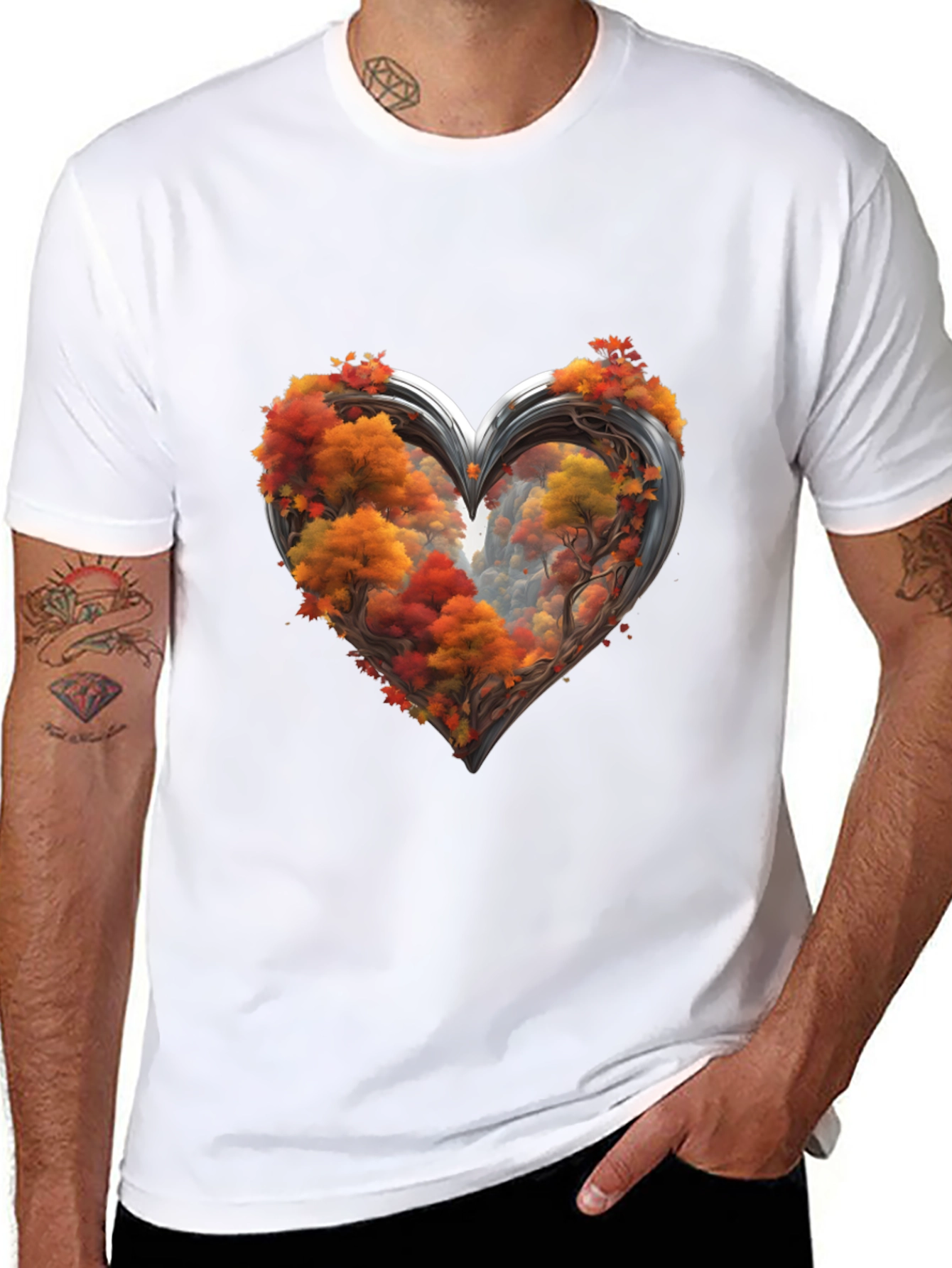 Autumn Heart Tee - Nature Lovers Graphic T-Shirt