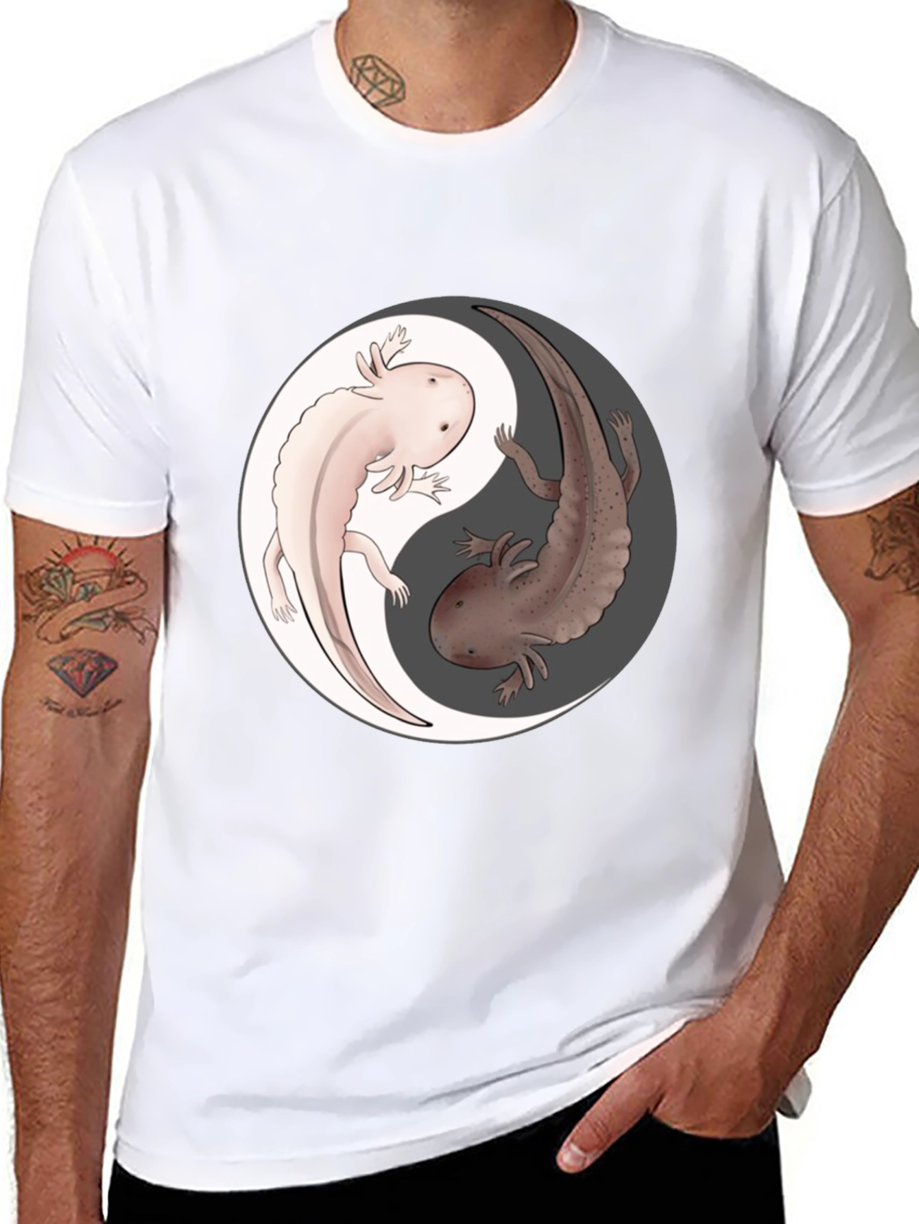 Yin Yang Axolotl Graphic T-Shirt - Harmony & Balance