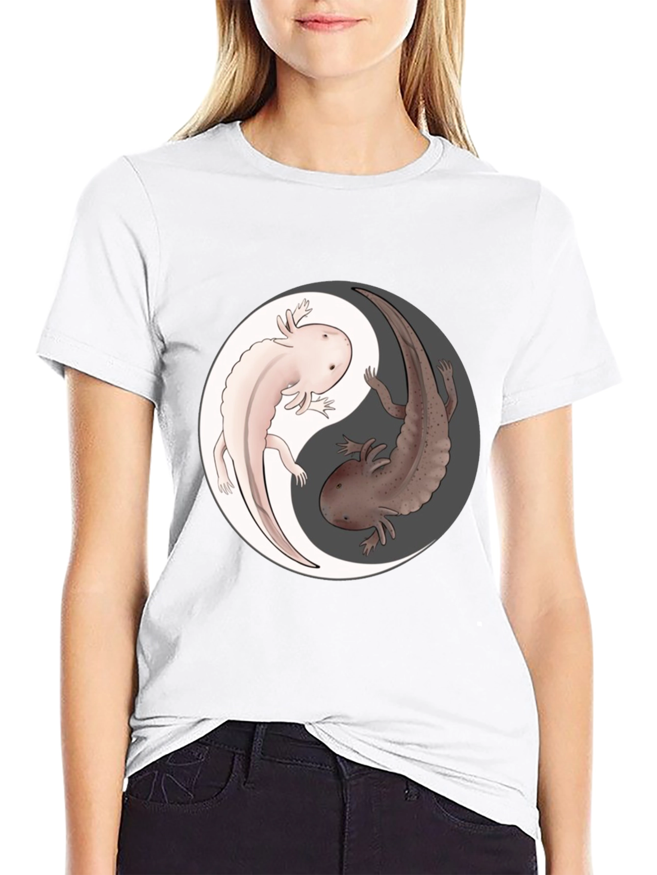Yin Yang Axolotl Graphic T-Shirt - Harmony & Balance