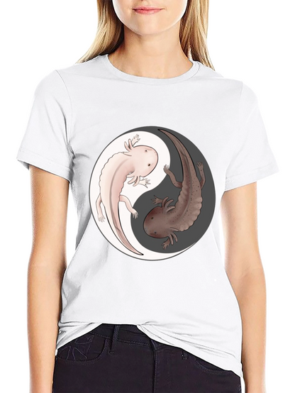 Yin Yang Axolotl Graphic T-Shirt - Harmony & Balance