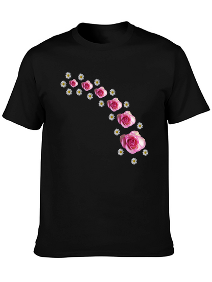 Floral Cascade Black T-Shirt