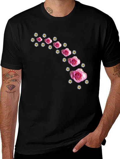 Floral Cascade Black T-Shirt
