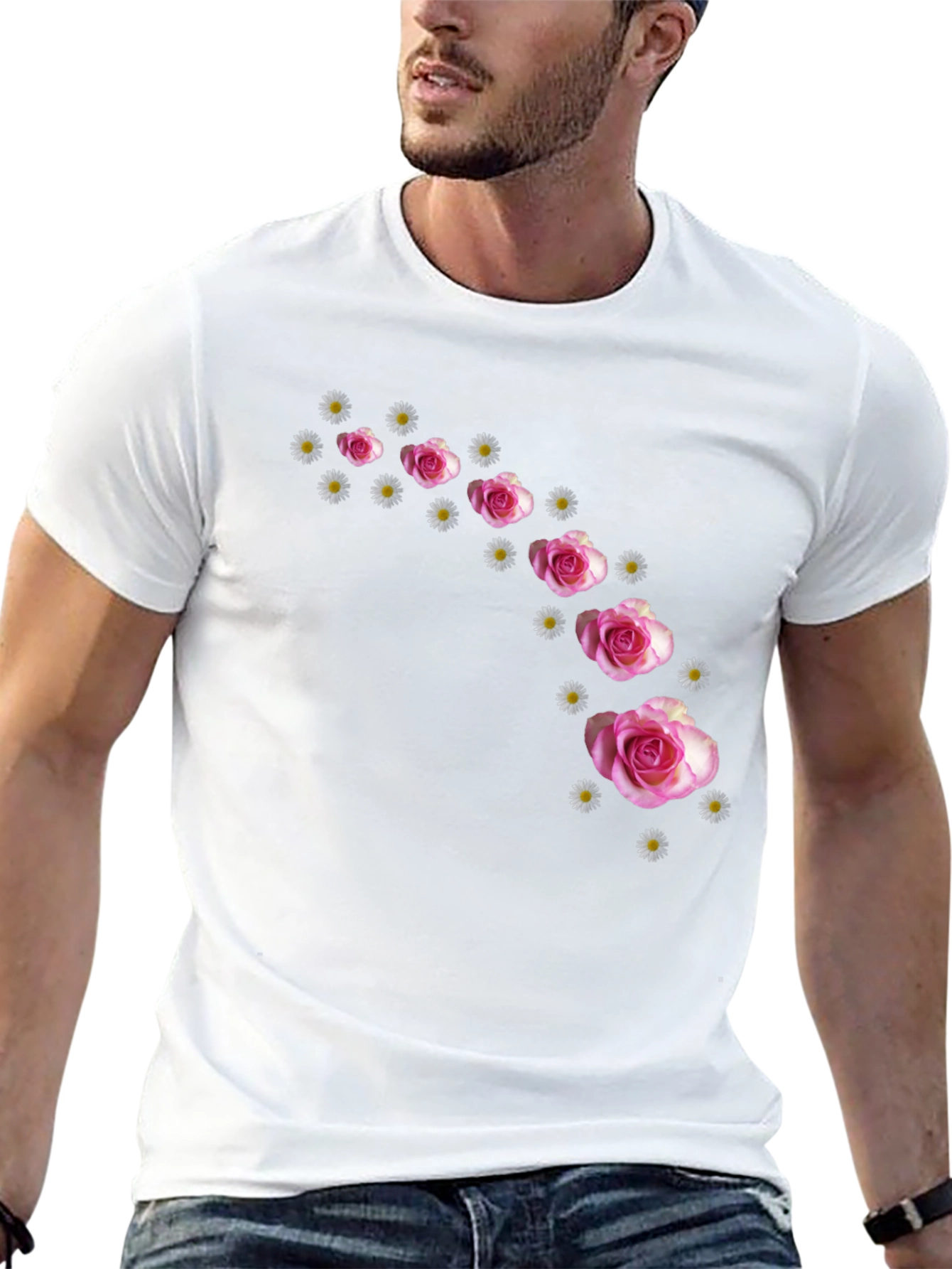 Floral Cascade Black T-Shirt