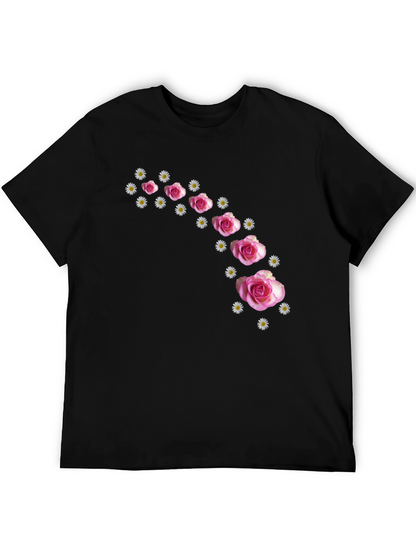 Floral Cascade Black T-Shirt