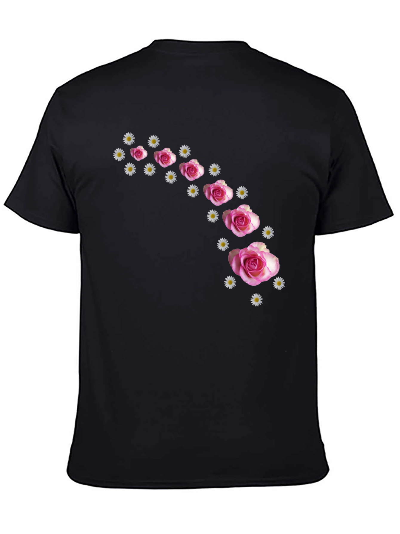Floral Cascade Black T-Shirt