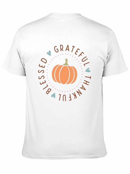 Blessed Grateful Thankful Fall Pumpkin Graphic T-Shirt