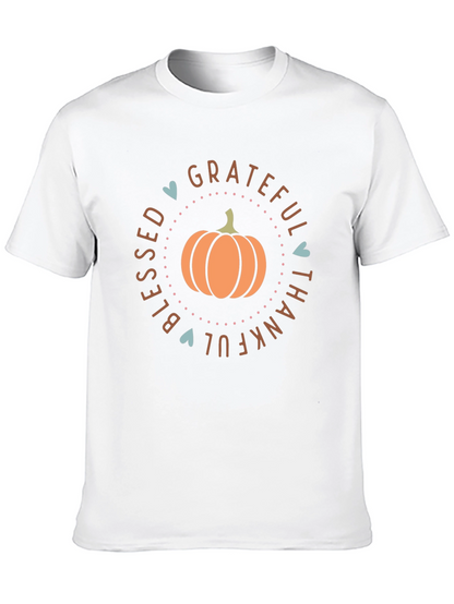 Blessed Grateful Thankful Fall Pumpkin Graphic T-Shirt