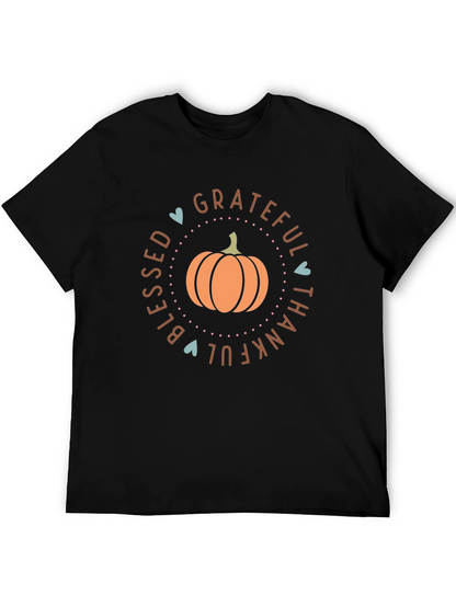Blessed Grateful Thankful Fall Pumpkin Graphic T-Shirt