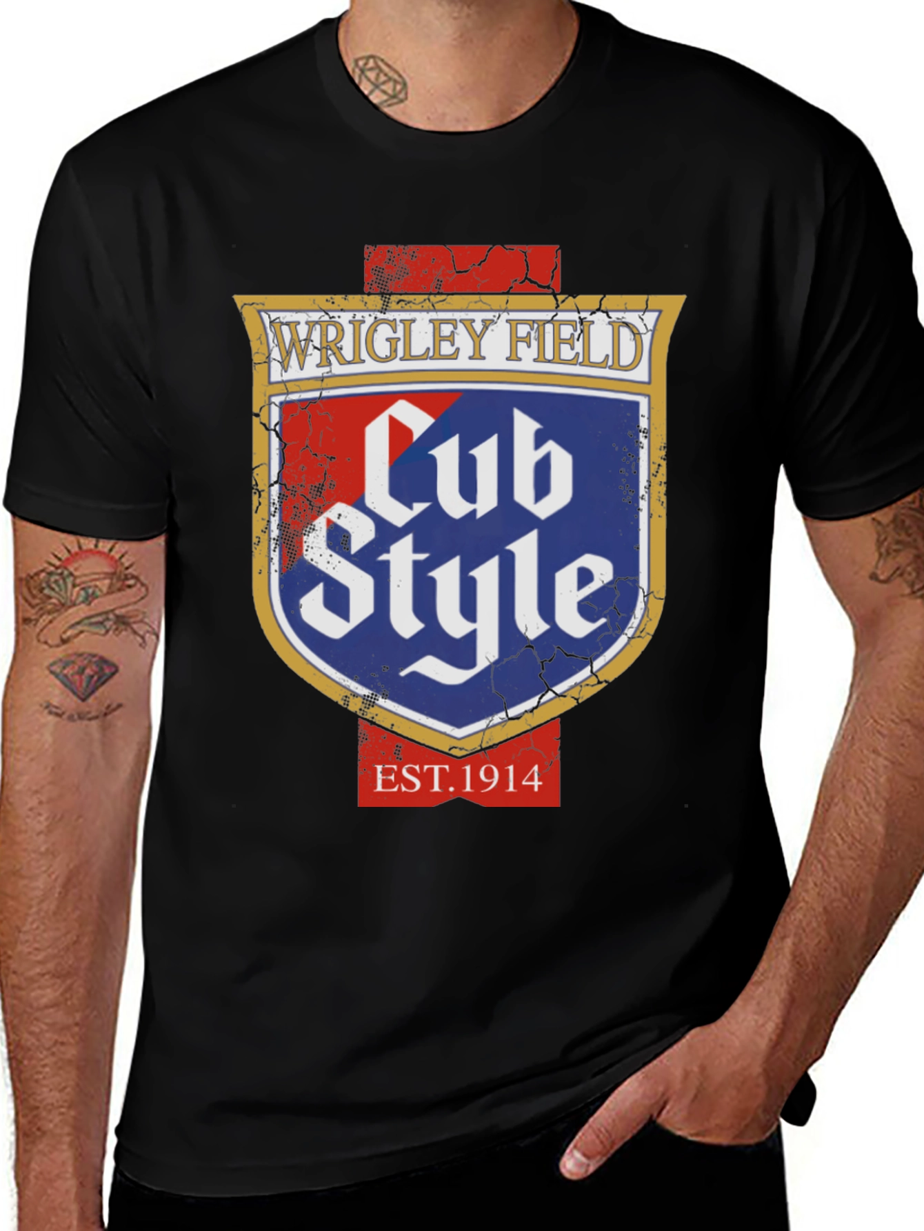 Wrigley Field Cub Style Black T-Shirt