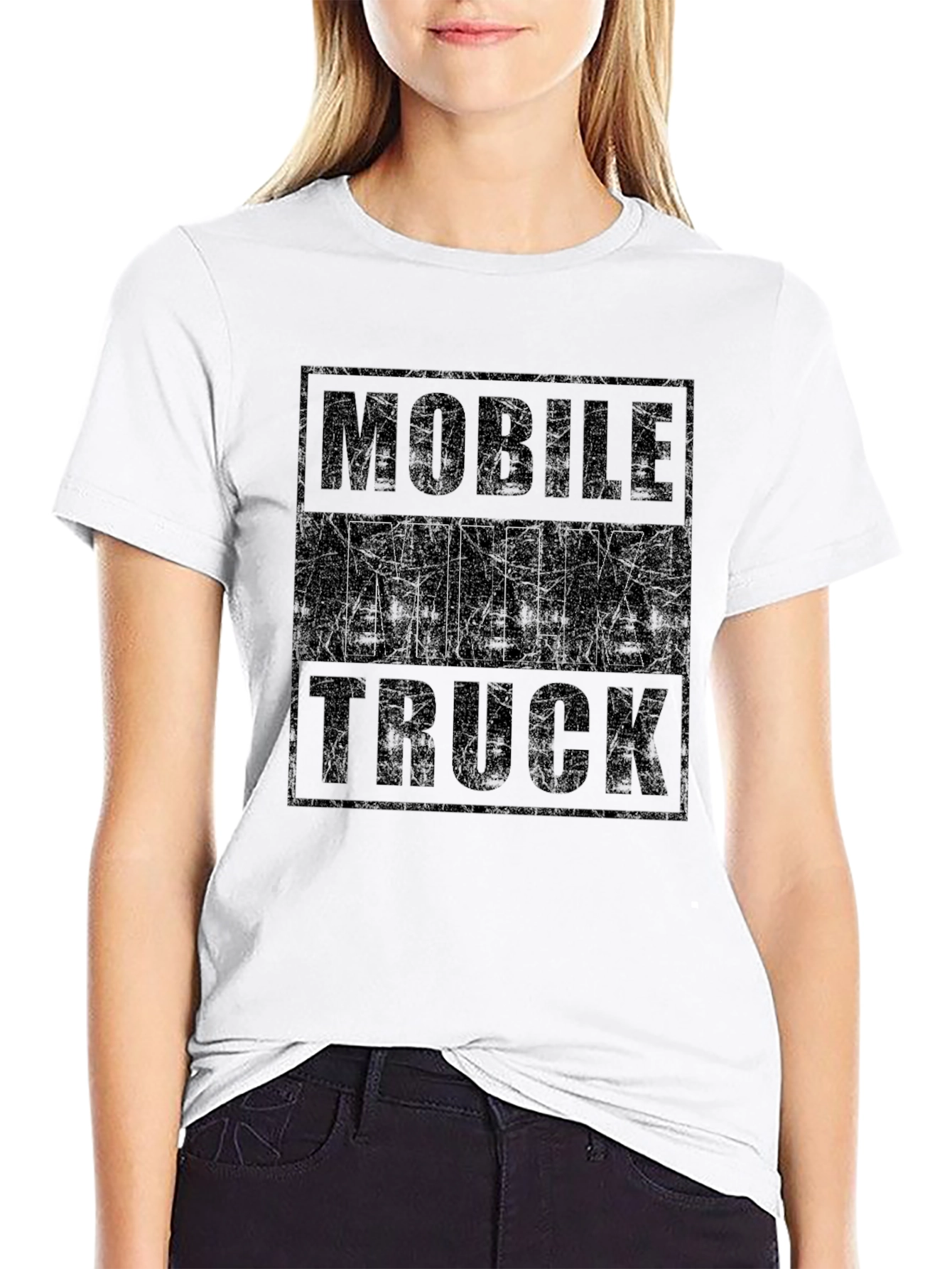 Mobile Milk Truck Graphic Tee - Black Cotton T-Shirt