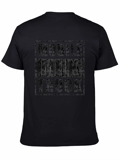 Mobile Milk Truck Graphic Tee - Black Cotton T-Shirt