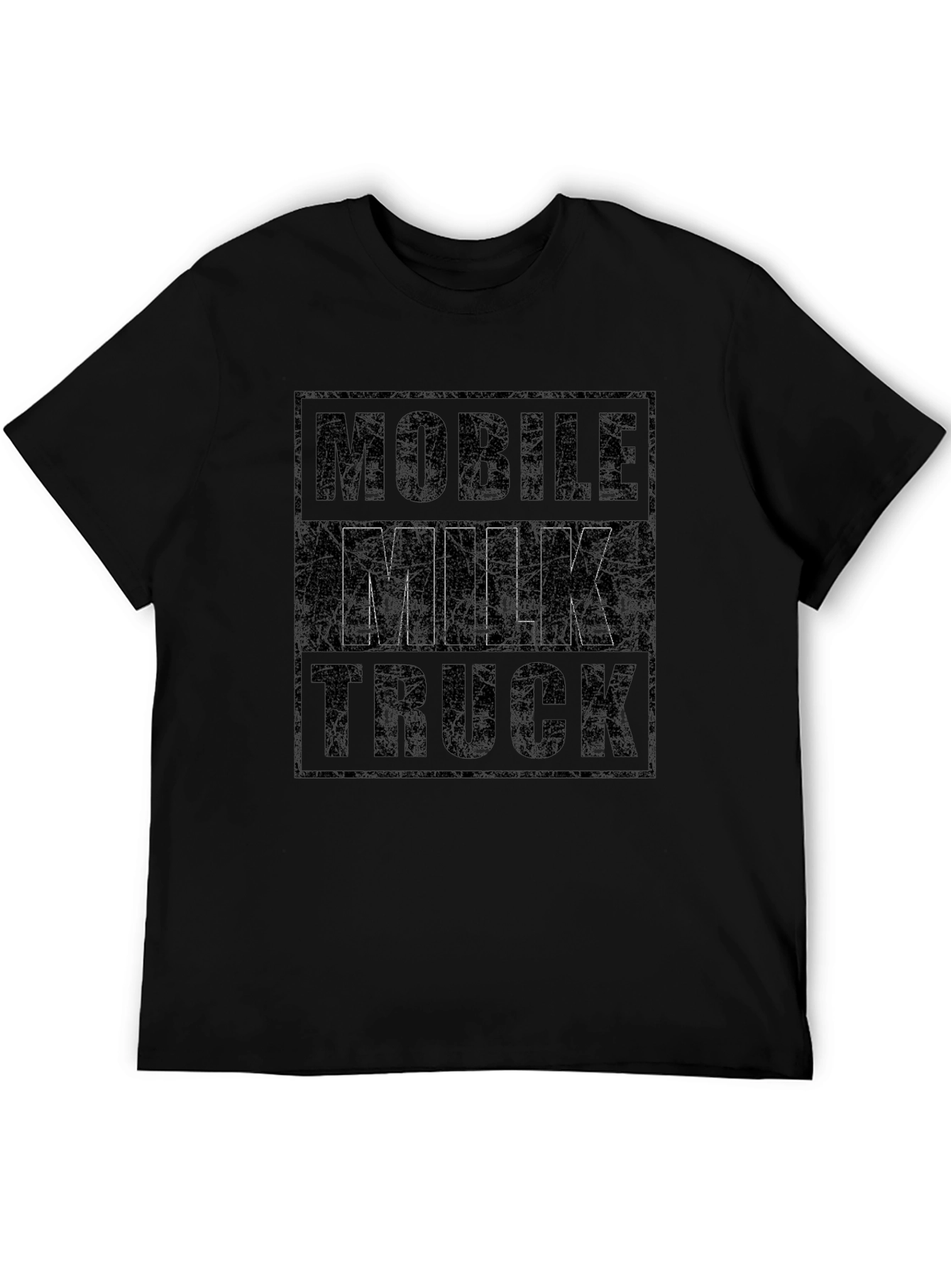 Mobile Milk Truck Graphic Tee - Black Cotton T-Shirt