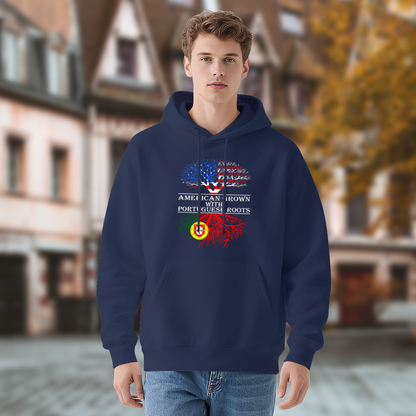 American Grown Portuguese Roots Flag Tree Hoodie