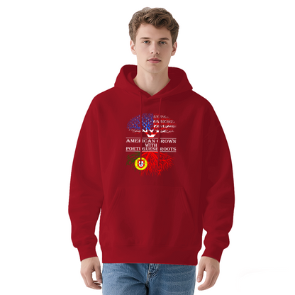 American Grown Portuguese Roots Flag Tree Hoodie
