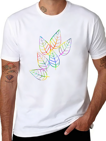 Rainbow Leaf Design Black T-Shirt