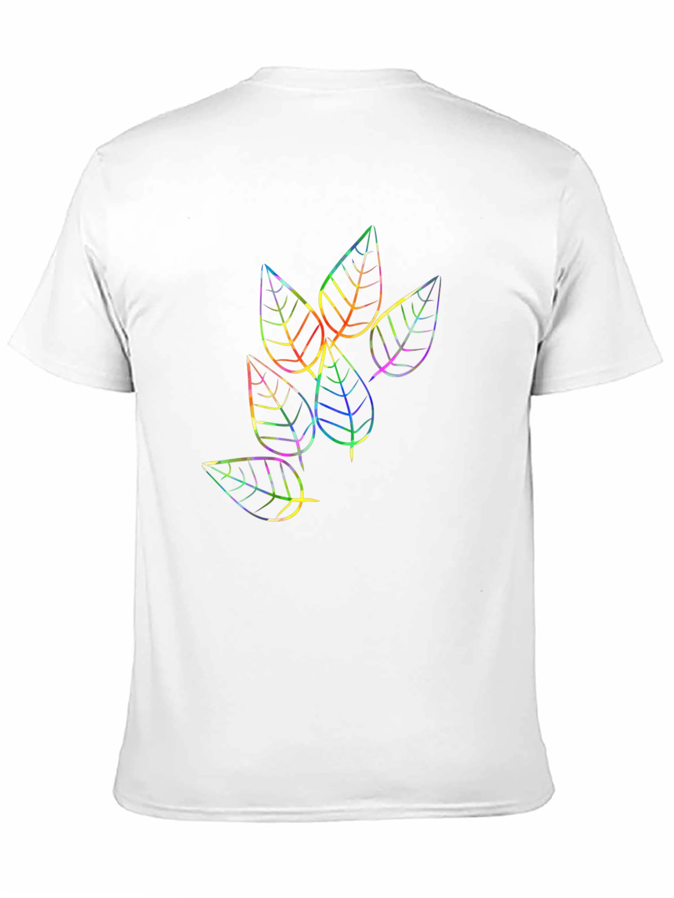 Rainbow Leaf Design Black T-Shirt