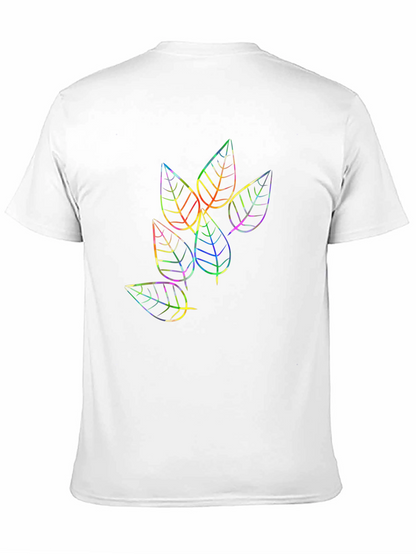 Rainbow Leaf Design Black T-Shirt