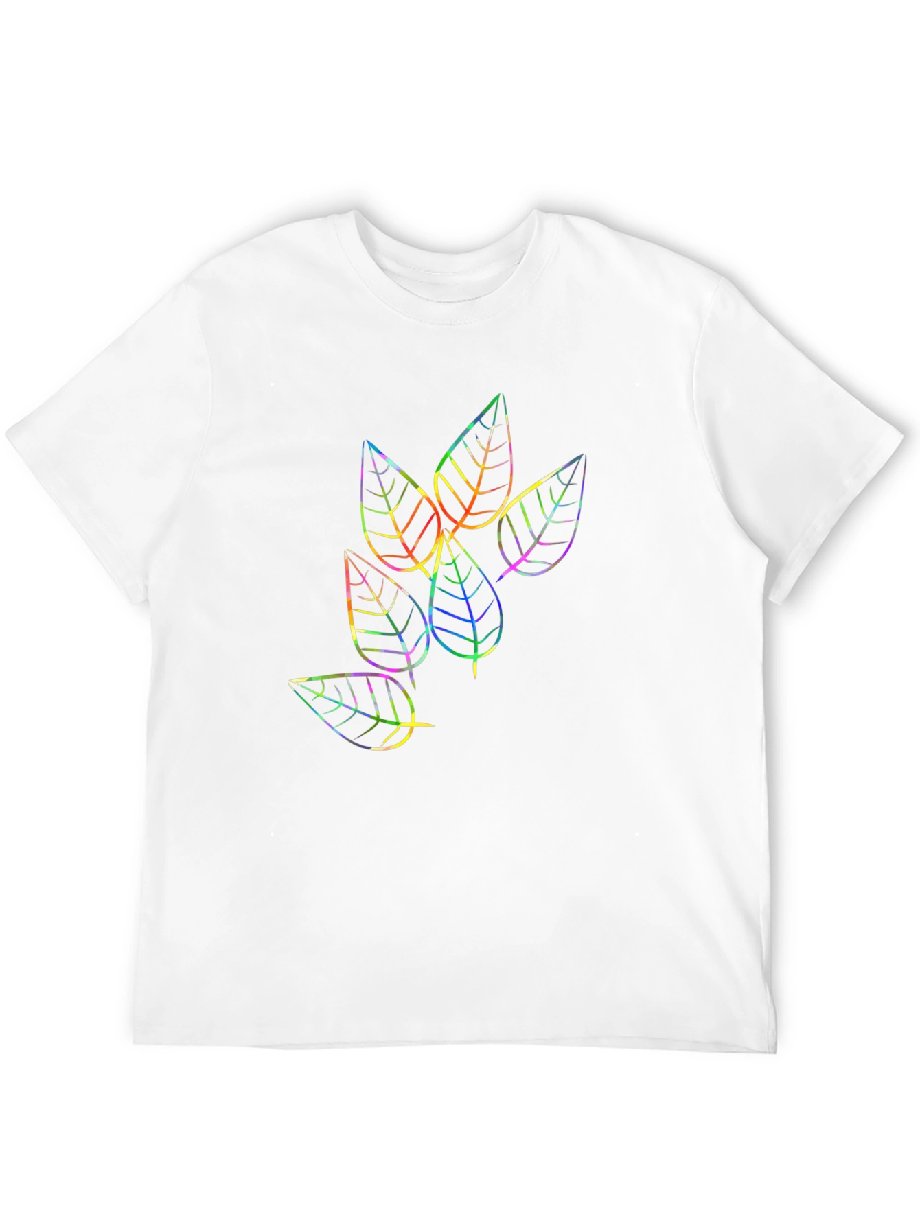 Rainbow Leaf Design Black T-Shirt