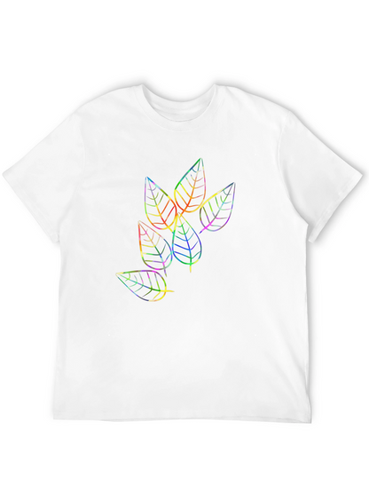 Rainbow Leaf Design Black T-Shirt
