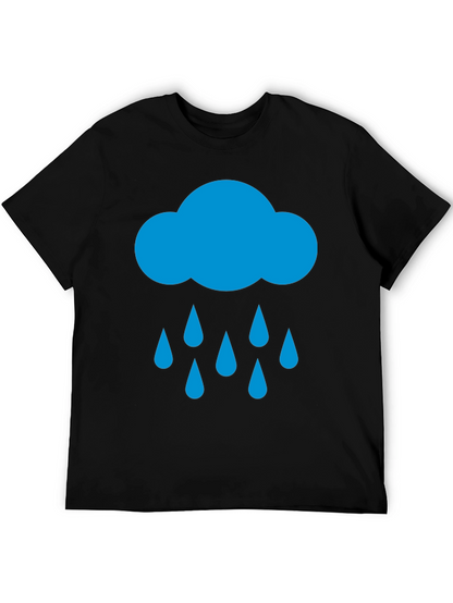 Rain Cloud Graphic Tee - Black Cotton T-Shirt