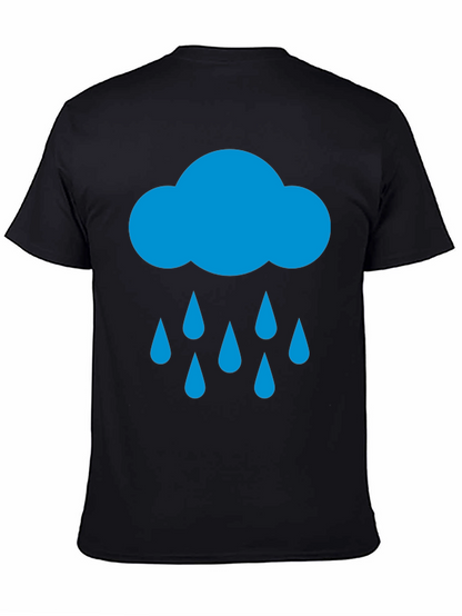 Rain Cloud Graphic Tee - Black Cotton T-Shirt