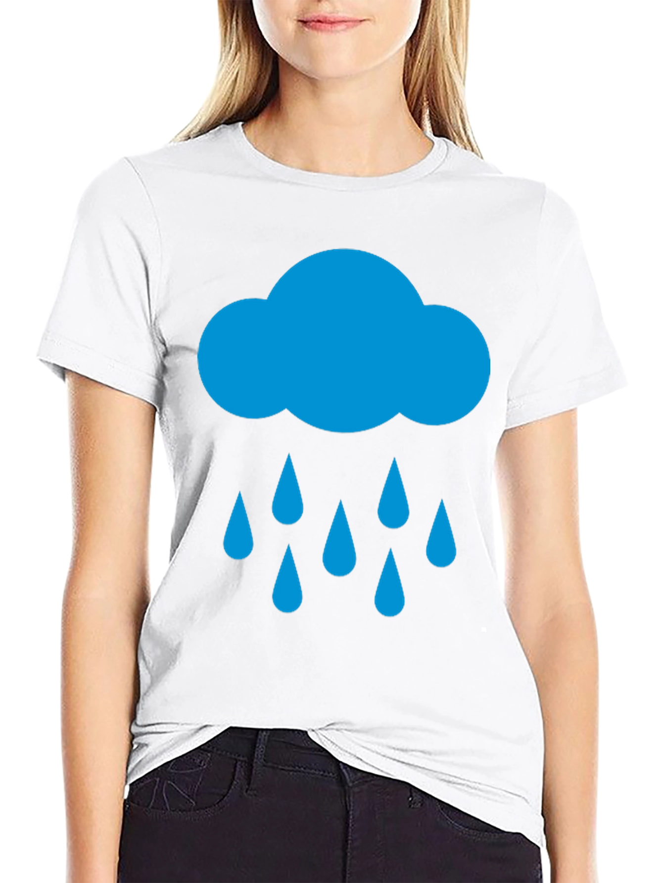 Rain Cloud Graphic Tee - Black Cotton T-Shirt