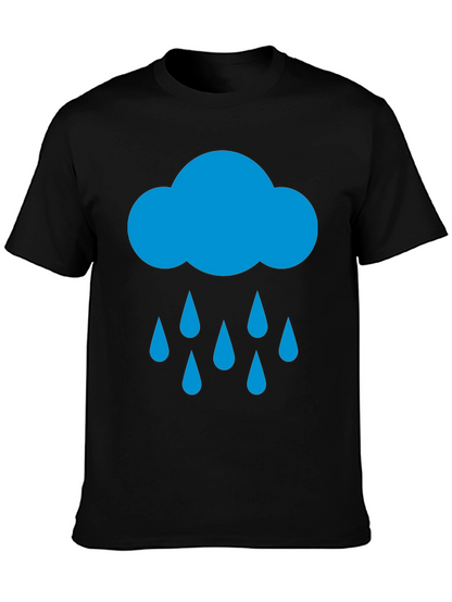 Rain Cloud Graphic Tee - Black Cotton T-Shirt