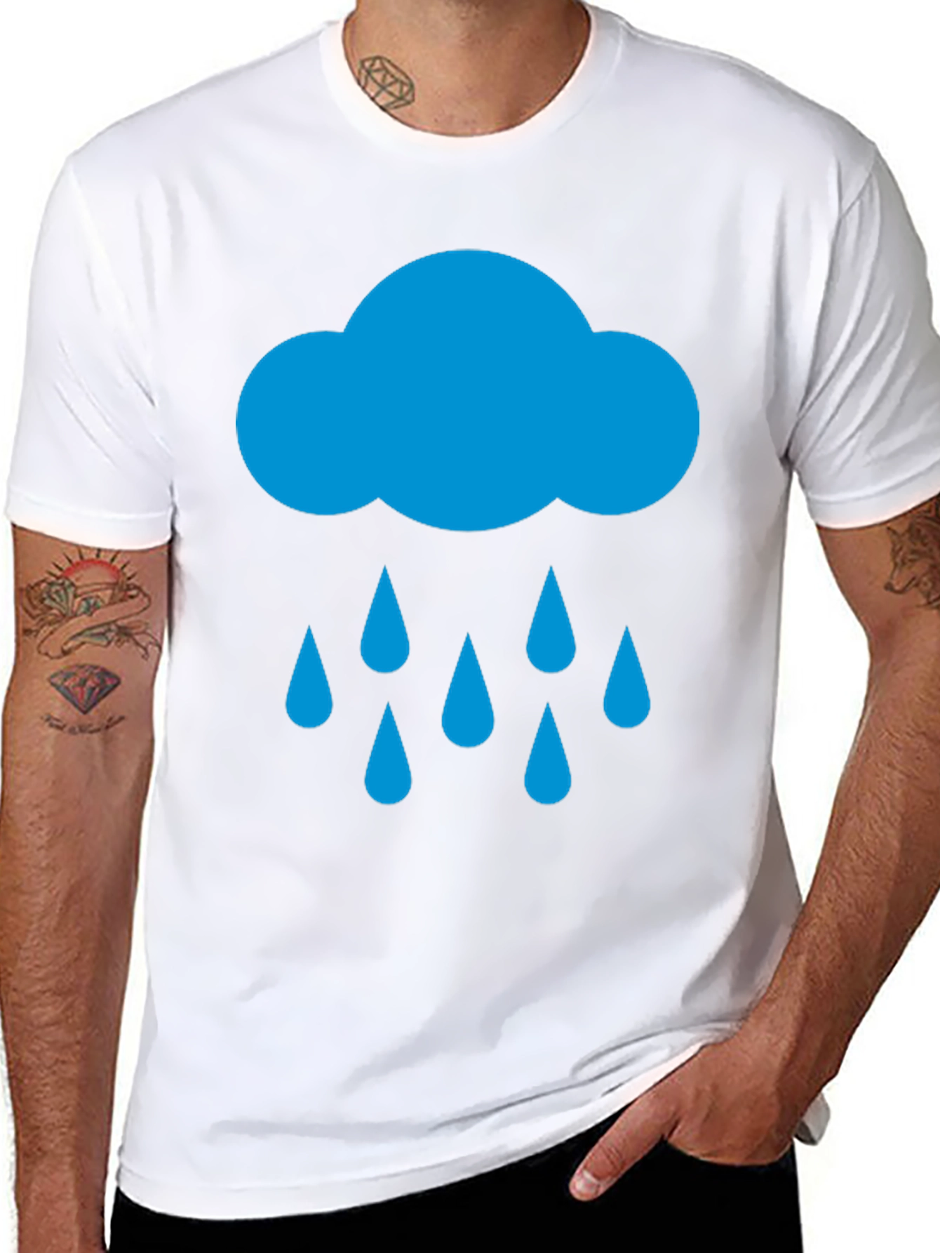 Rain Cloud Graphic Tee - Black Cotton T-Shirt