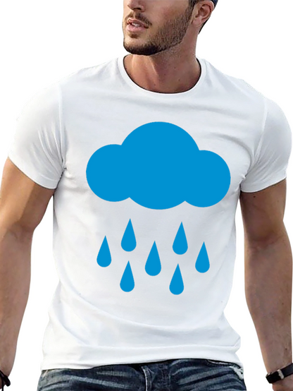 Rain Cloud Graphic Tee - Black Cotton T-Shirt