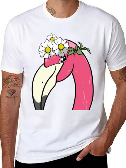 Flamingo Flower Crown T-Shirt - Black