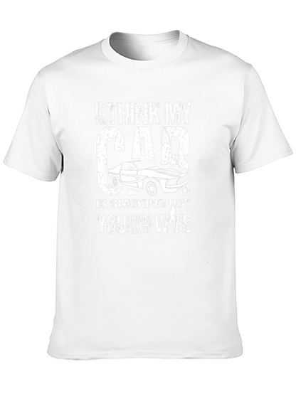Smoking Hot Car & Wife Graphic T-Shirt - Black