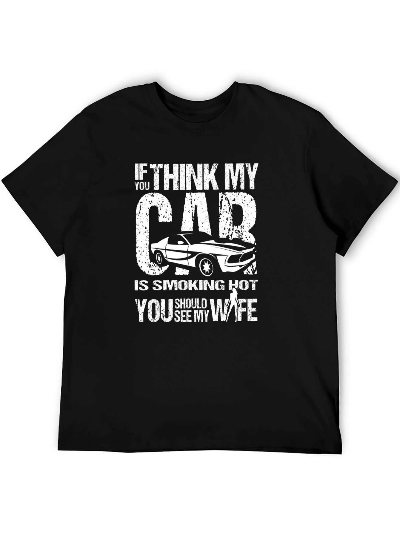 Smoking Hot Car & Wife Graphic T-Shirt - Black