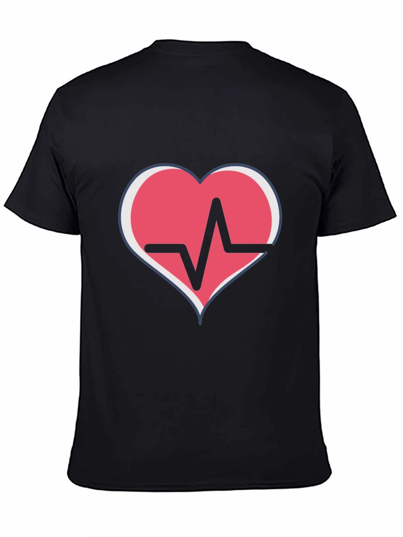 Heartbeat Heart Graphic T-Shirt - Black