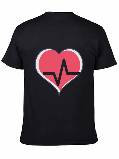 Heartbeat Heart Graphic T-Shirt - Black