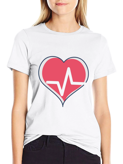 Heartbeat Heart Graphic T-Shirt - Black