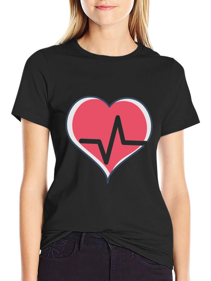 Heartbeat Heart Graphic T-Shirt - Black