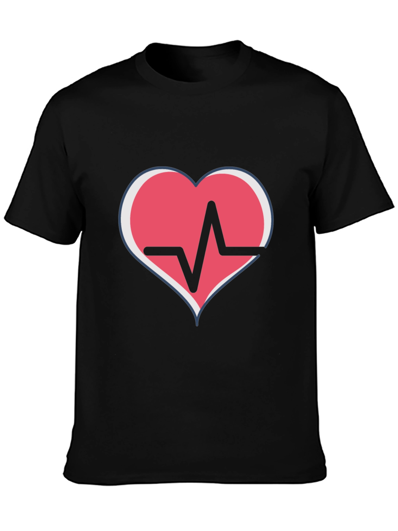 Heartbeat Heart Graphic T-Shirt - Black