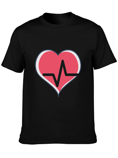 Heartbeat Heart Graphic T-Shirt - Black