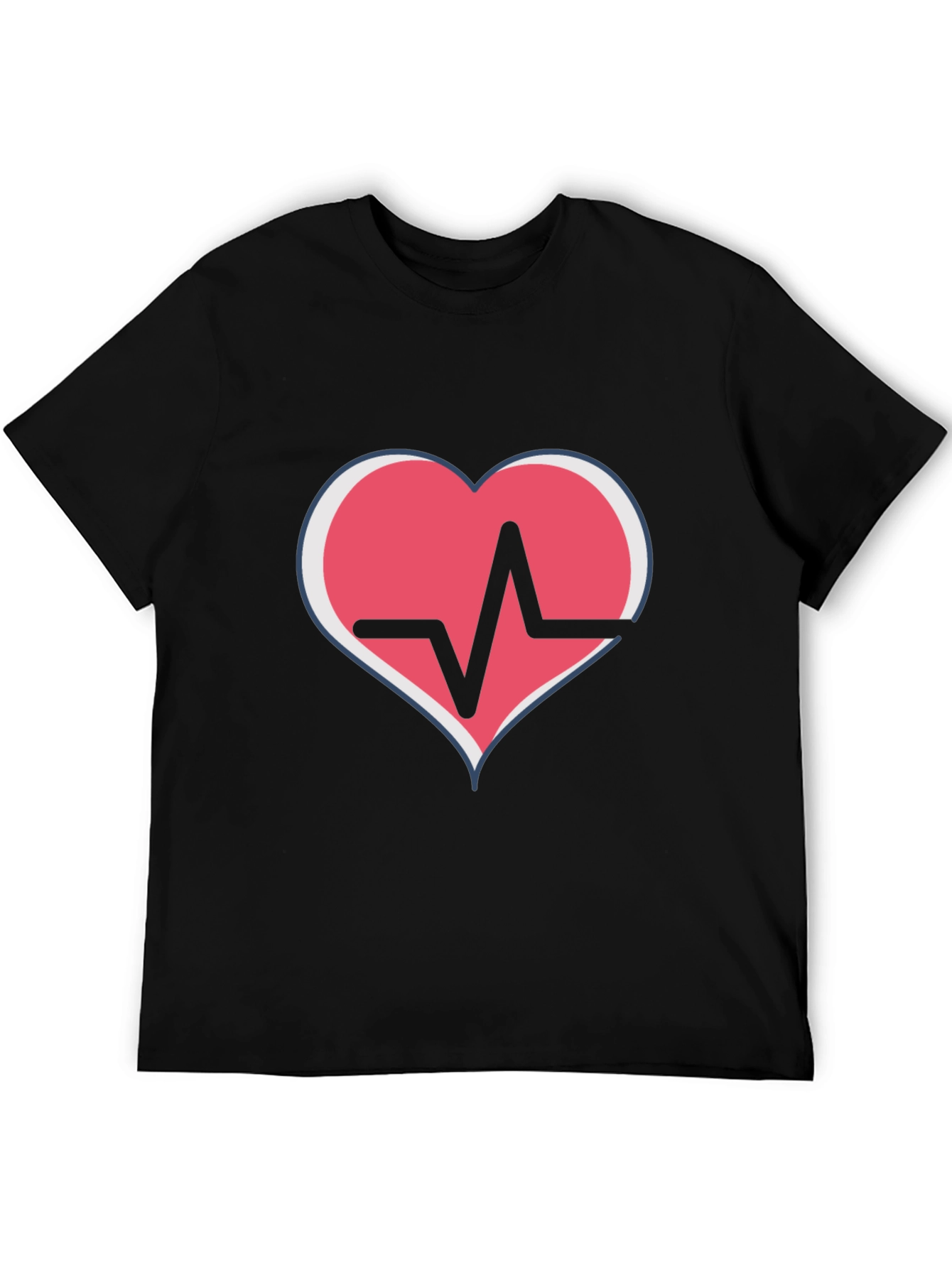 Heartbeat Heart Graphic T-Shirt - Black