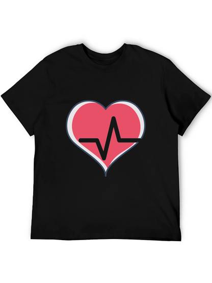 Heartbeat Heart Graphic T-Shirt - Black