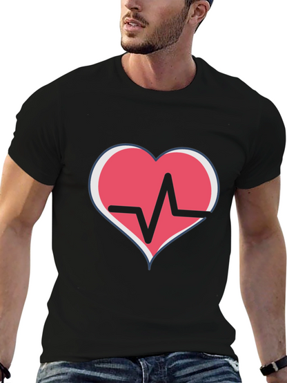 Heartbeat Heart Graphic T-Shirt - Black