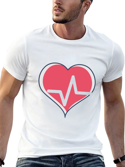 Heartbeat Heart Graphic T-Shirt - Black