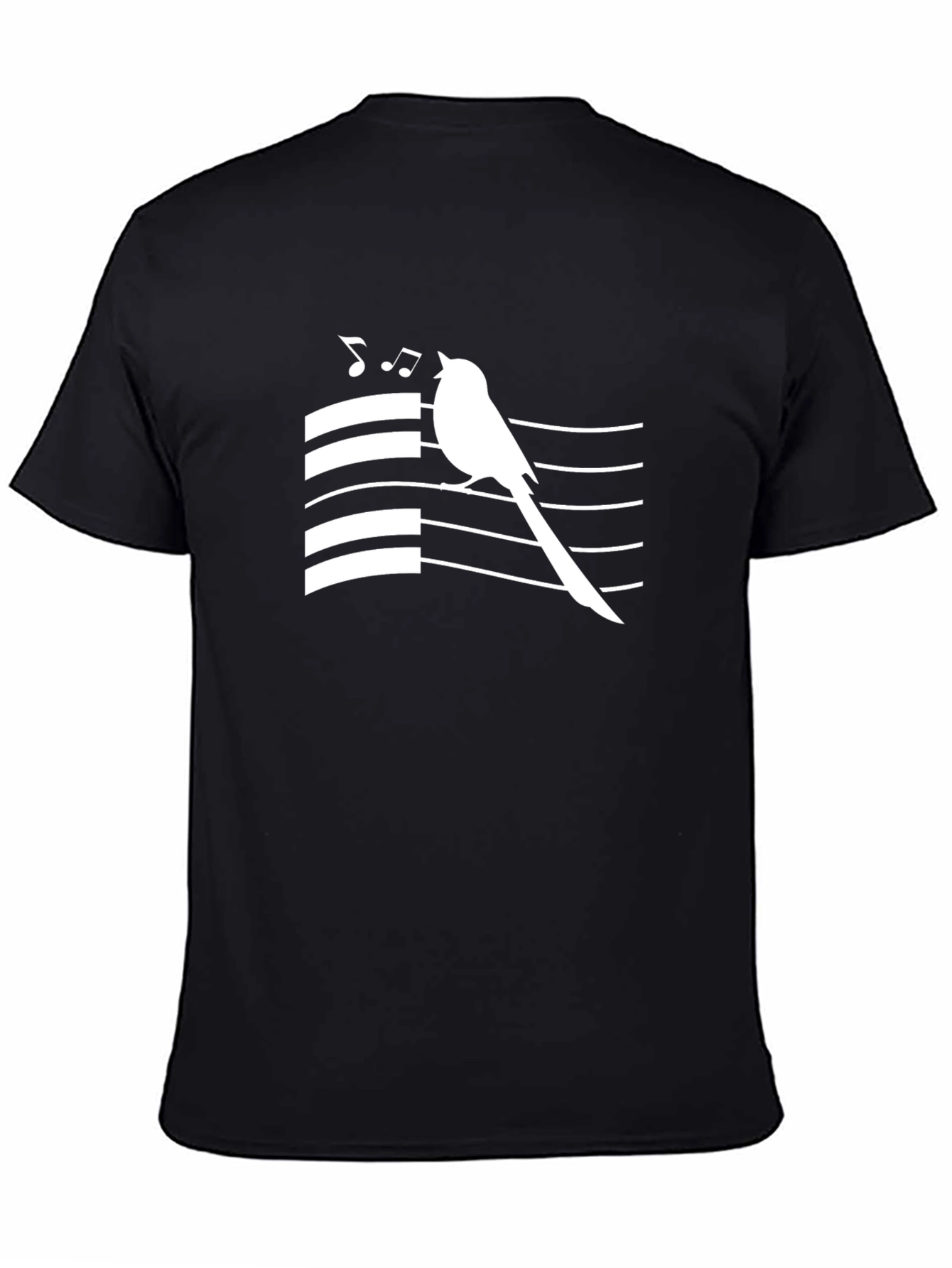 Singing Bird Graphic Tee - Black Cotton T-Shirt