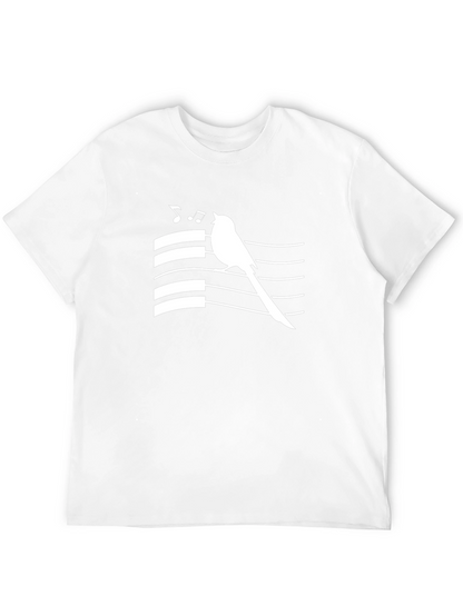 Singing Bird Graphic Tee - Black Cotton T-Shirt