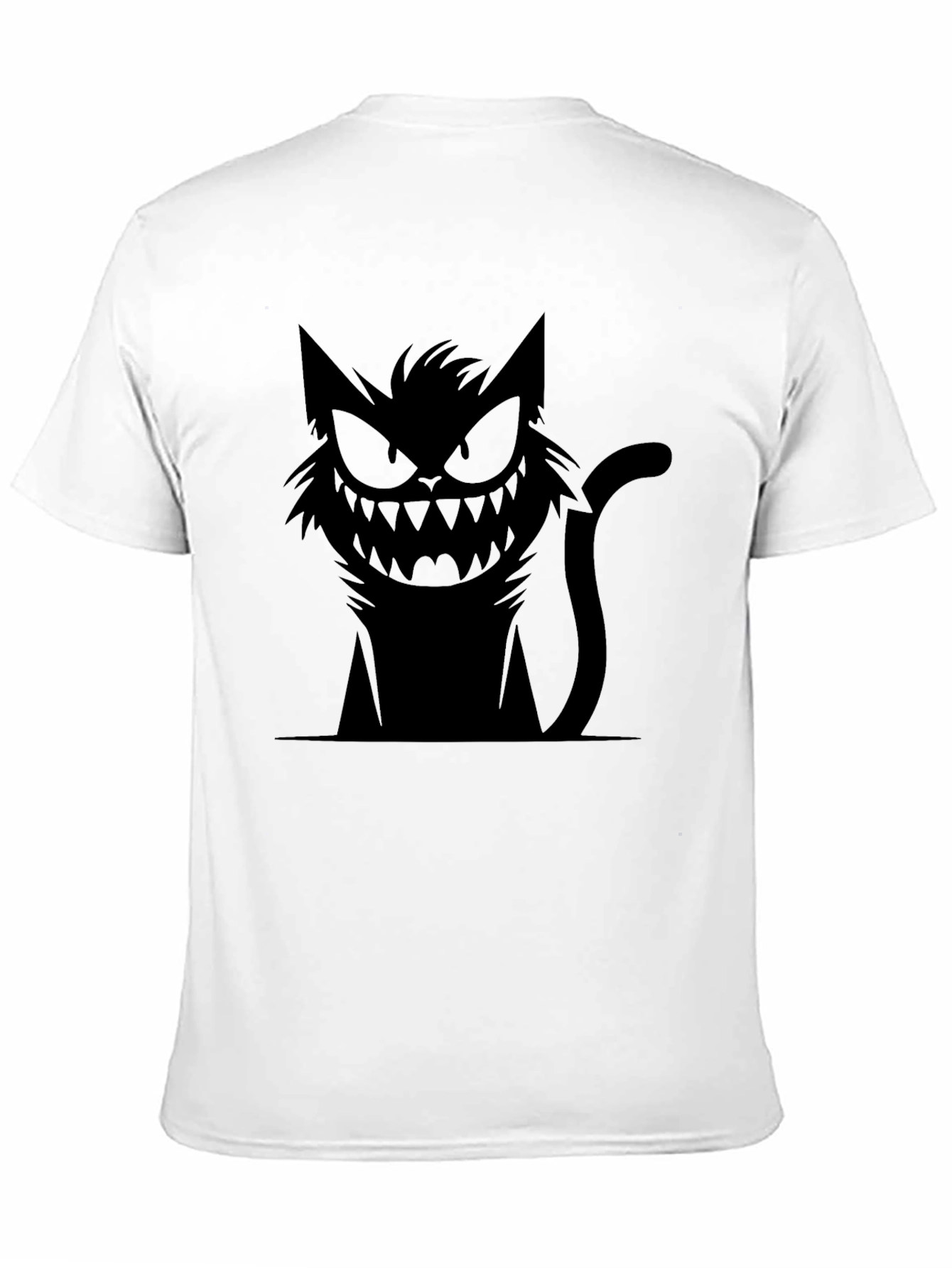 Mens Black T-Shirt with Spooky Cat Graphic