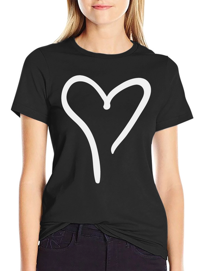 Heart Graphic Black Tee - Casual Style